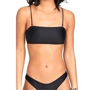 Madewell Second Wave Spaghetti Straps Black Bandeau Bikini Top • NWT